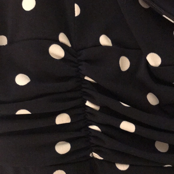 CJ Banks Navy Blue & White Polka Dot Sleeveless Dress Curves Ruched Waist Detai… - Picture 9 of 16